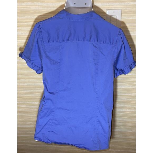 Lane Bryant Women's Short Sleeve Ruche Button Down Blouse Top 16 0631 - Picture 3 of 6